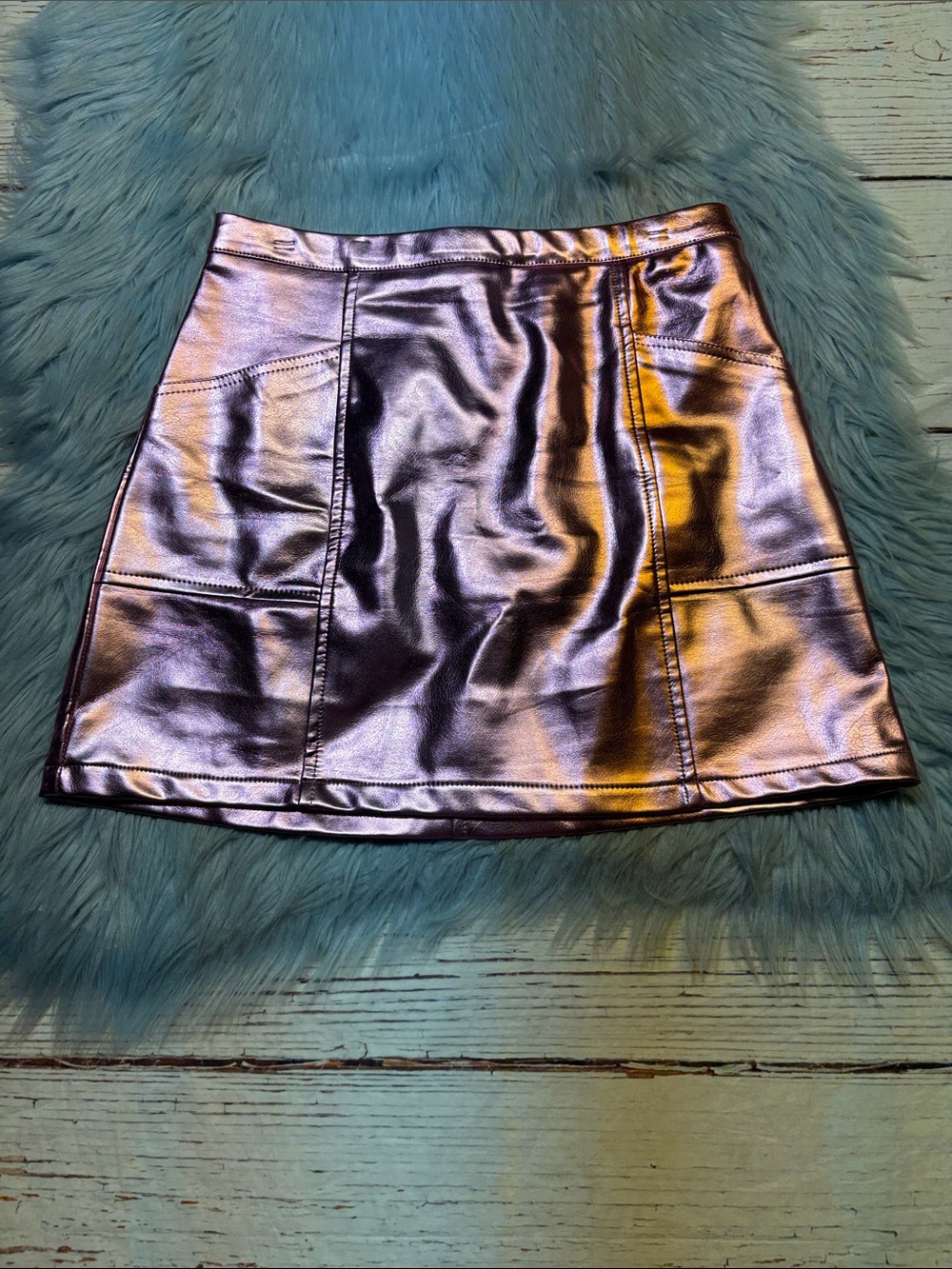 art class Metallic Iridescent Purple A-Line Mini Skirt sz L